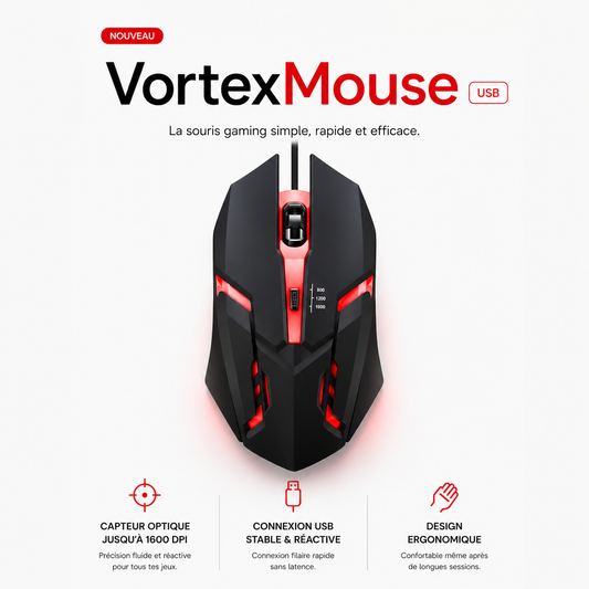 VortexMouse USB Souris Filaire 1600 DPI