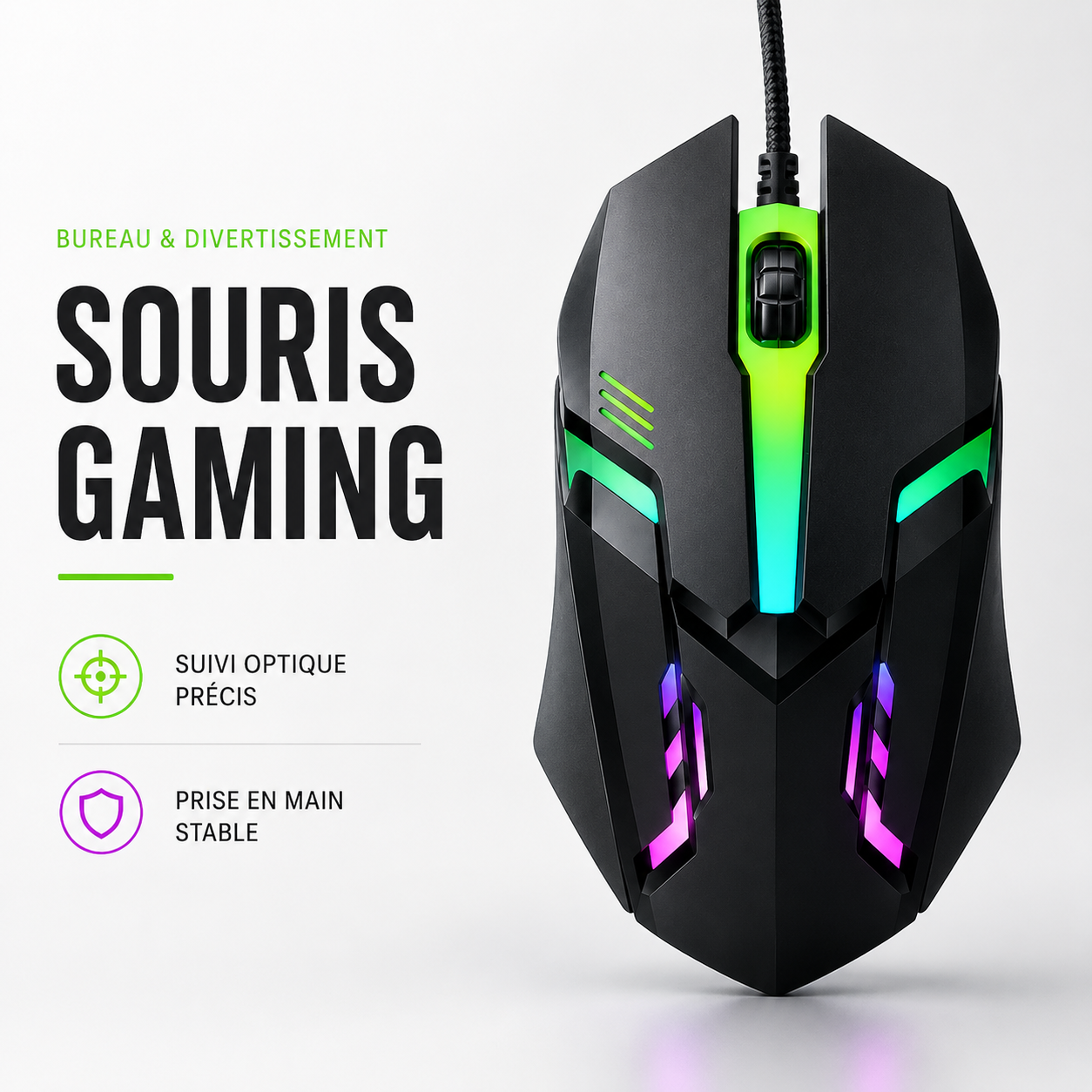 VortexMouse USB Souris Filaire 1600 DPI
