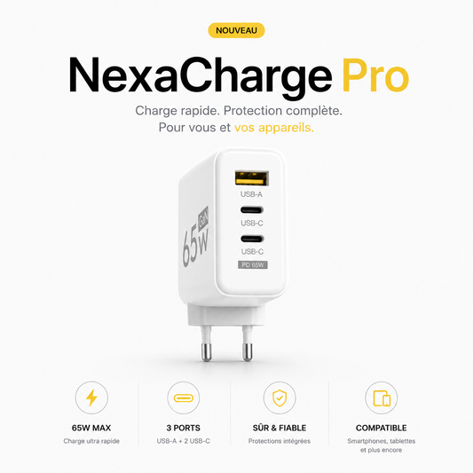 NexaCharge Pro Adaptateur USB-C PD 65W