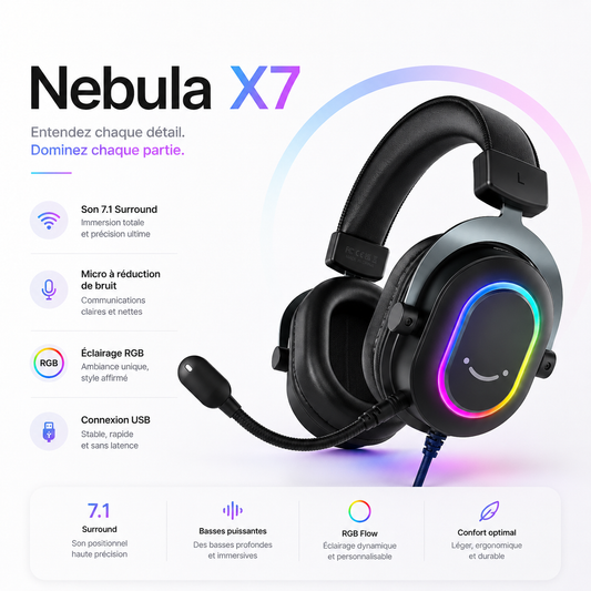Nebula X7 Casque Gaming Surround RGB
