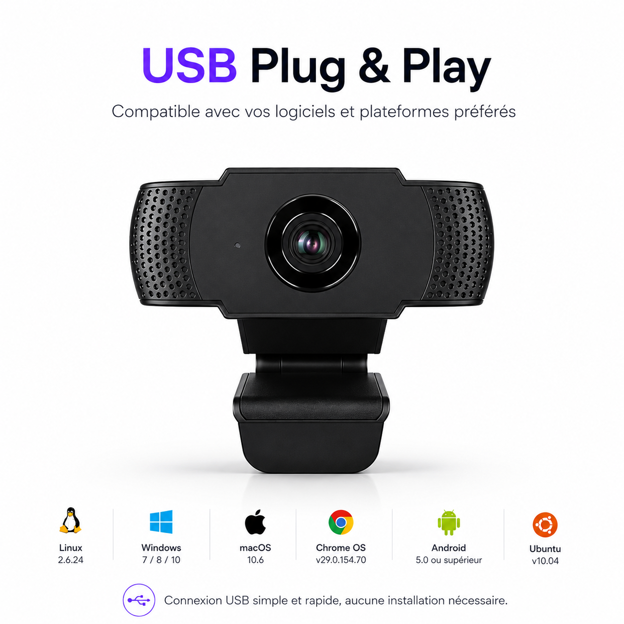 FrameLight 1080 Webcam USB avec Micro Intégré