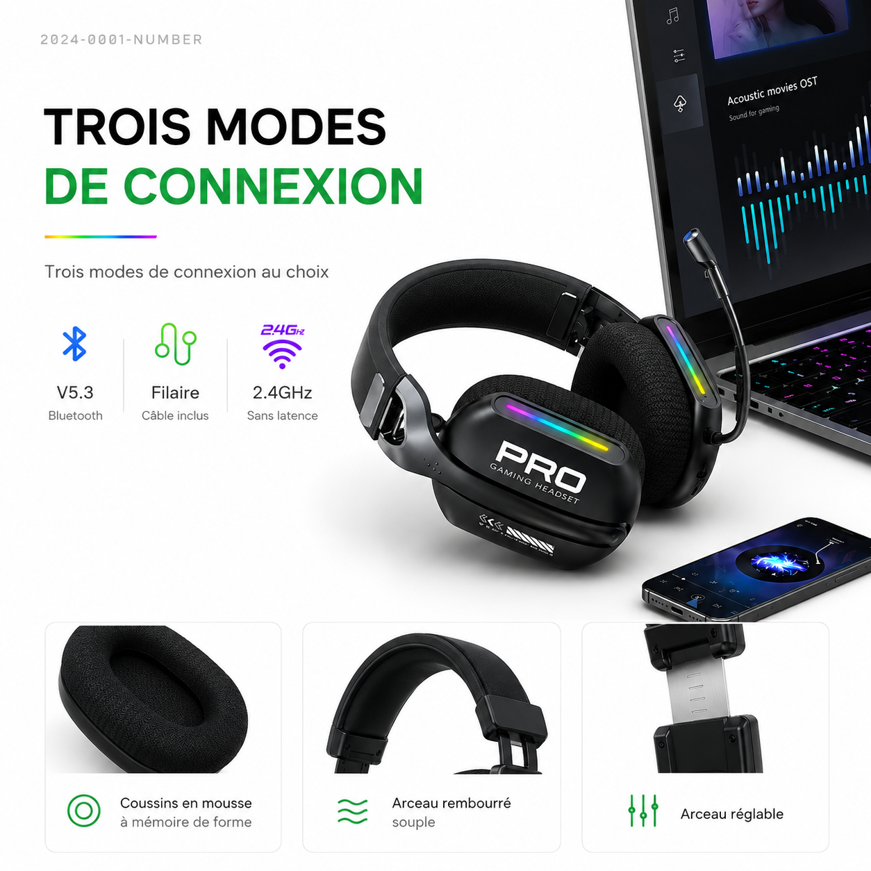 PhantomHead X Casque Gaming RGB