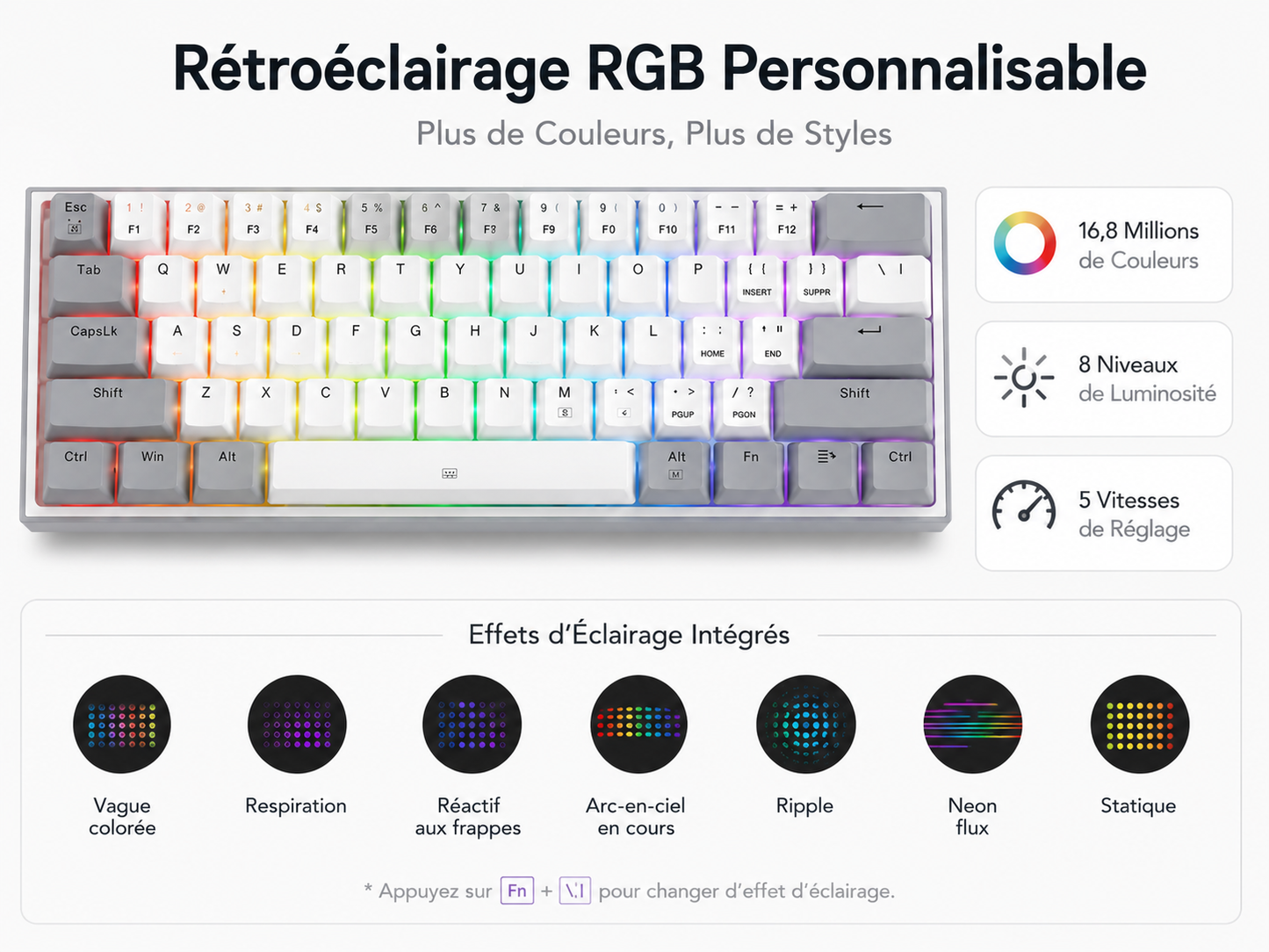 ZeKeyboard K61 Clavier mécanique 60% RGB