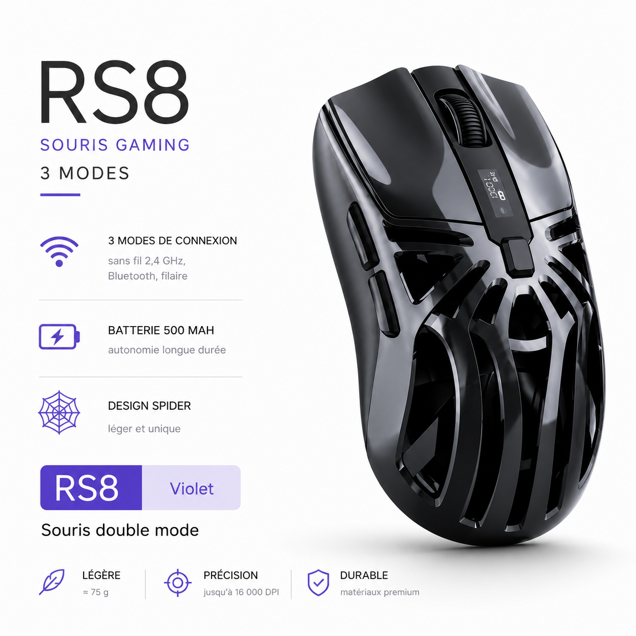 ShadowMouse RGB  Souris Sans-Fil 12000 DPI